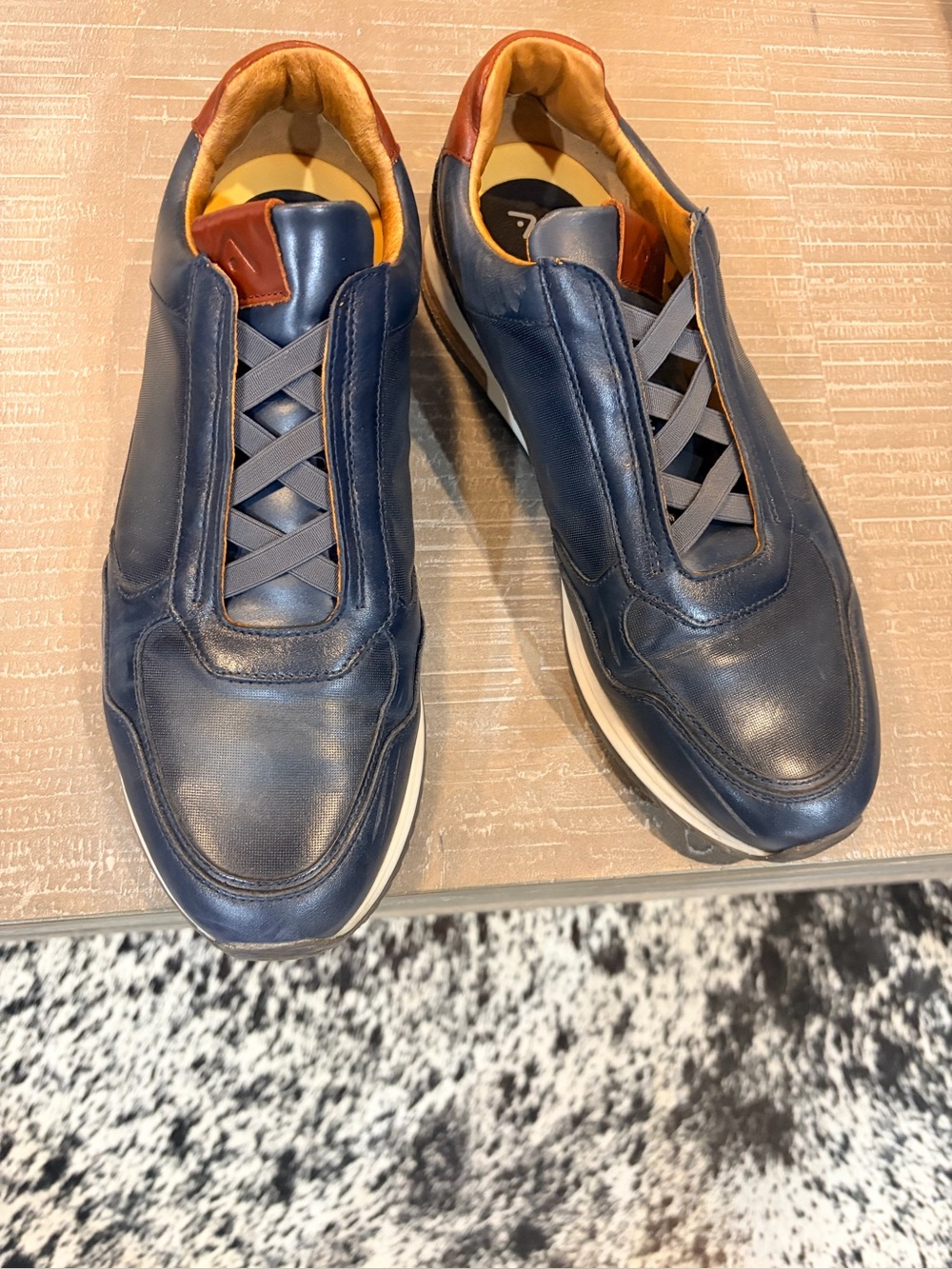 Ambitious Men’s Leather Sneakers – Navy Blue – Size 9.5